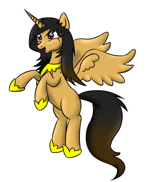 Size: 794x993 | Tagged: safe, artist:commypink, derpibooru import, oc, oc:comana, unofficial characters only, alicorn, pony, alicorn oc, bipedal, female, race swap, smiling, solo, spread wings, wings