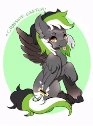 Size: 706x960 | Tagged: safe, artist:lana-jay, derpibooru import, oc, oc:graphite sketch, unofficial characters only, pegasus, pony, female, mare, piercing, solo, tongue out, unshorn fetlocks