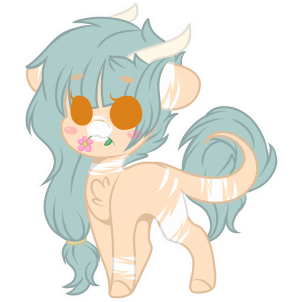 Size: 2048x2048 | Tagged: safe, artist:cinnamontee, derpibooru import, oc, oc:forest keeper, unofficial characters only, earth pony, pony, chibi, female, high res, horns, mare, simple background, solo, transparent background