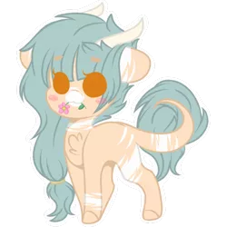 Size: 2048x2048 | Tagged: safe, artist:cinnamontee, derpibooru import, oc, oc:forest keeper, unofficial characters only, earth pony, pony, chibi, female, high res, horns, mare, simple background, solo, transparent background