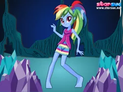 Size: 800x600 | Tagged: safe, derpibooru import, rainbow dash, equestria girls, legend of everfree, barefoot, dress up game, feet, solo, starsue