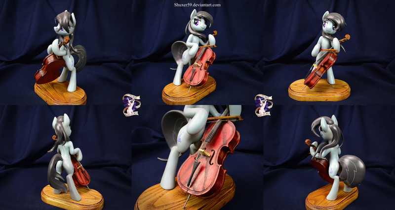 Size: 7000x3733 | Tagged: safe, artist:shuxer59, derpibooru import, octavia melody, earth pony, pony, bipedal, cello, irl, lidded eyes, music, musical instrument, photo, playing, sculpture, solo, traditional art