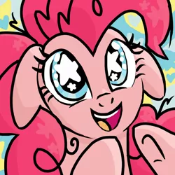 Size: 3000x3000 | Tagged: safe, artist:monkfishyadopts, derpibooru import, pinkie pie, pony, bust, clapping, doodle, excited, happy, heart, portrait, smiling, solo, starry eyes, stars, wingding eyes