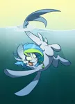 Size: 1440x2000 | Tagged: artist:kez, derpibooru import, female, oc, oc:shark bait, original species, safe, shark pony, smiling, solo, underwater, unofficial characters only, water