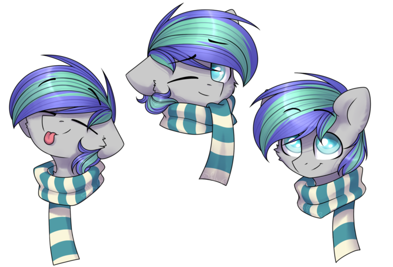 Size: 1024x697 | Tagged: safe, artist:starlyflygallery, derpibooru import, oc, oc:storm feather, unofficial characters only, pony, bust, clothes, male, one eye closed, portrait, scarf, simple background, solo, stallion, tongue out, transparent background, wink