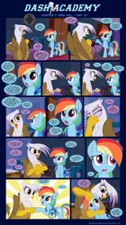 Size: 1248x2222 | Tagged: safe, artist:sorcerushorserus, derpibooru import, gilda, rainbow dash, gryphon, pegasus, pony, comic:dash academy, boombox, comic, dorm, facepalm, female, hoofbump, mare, noogie, saddle bag