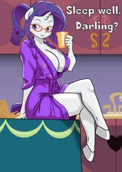 Size: 1024x1448 | Tagged: suggestive, artist:phucknuckl, derpibooru import, rarity, anthro, unguligrade anthro, unicorn, absolute cleavage, applejack's hat, bathrobe, big breasts, breasts, busty rarity, carousel boutique, cleavage, clothes, coffee, coffee mug, cowboy hat, female, hat, implied applejack, implied lesbian, implied rarijack, implied shipping, inkscape, kitchen, mug, robe, solo, stupid sexy rarity, vector