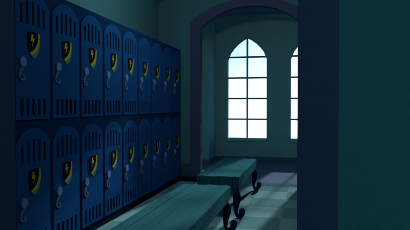 Size: 960x540 | Tagged: safe, artist:loosty kriss, derpibooru import, pony, wonderbolts academy, 3d, blender, locker room, lockers, not sfm, wonderbolts