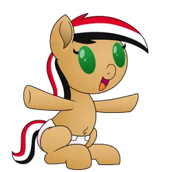 Size: 3000x3000 | Tagged: safe, artist:pananovich, derpibooru import, oc, oc:syriana, ponified, unofficial characters only, earth pony, pony, /mlpol/, baby, baby pony, diaper, nation ponies, smiling, solo, syria