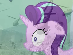 Size: 959x720 | Tagged: semi-grimdark, derpibooru import, edit, edited screencap, screencap, starlight glimmer, pony, flashback, ptsd, ptsd glimmer, vietnam, vietnam flashback, vietnam war