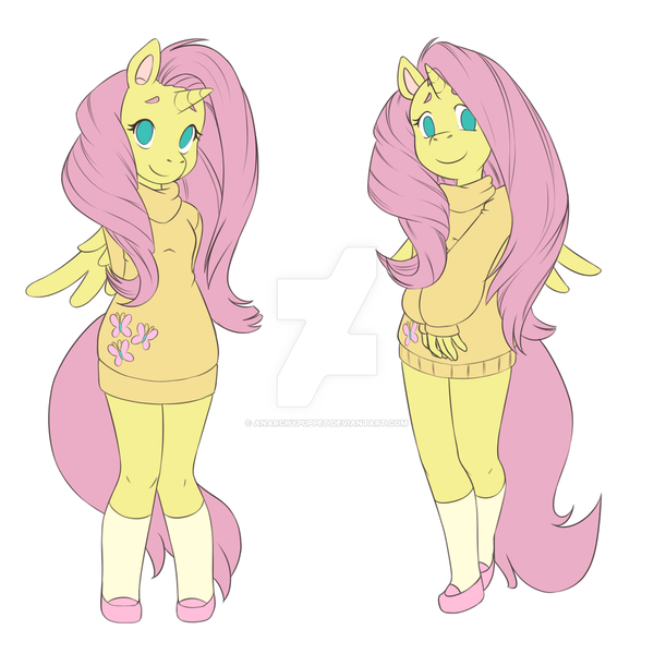 Size: 1024x1024 | Tagged: alicorn, alicornified, anthro, artist:anarchypuppet, clothes, cutie mark clothes, derpibooru import, fluttercorn, fluttershy, horn, looking at you, no pupils, race swap, safe, shoes, simple background, socks, solo, spread wings, sweater, sweatershy, white background, wings