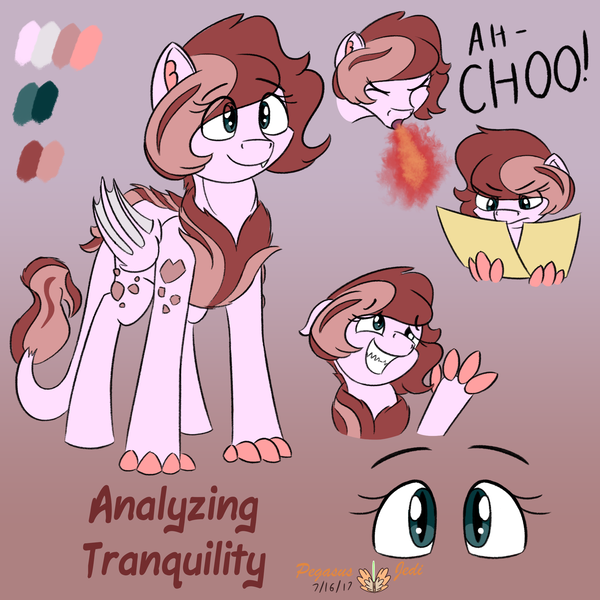 Size: 2000x2000 | Tagged: artist:floofyfoxcomics, derpibooru import, dracony, female, fire, fire breath, high res, hybrid, oc, oc:analyzing tranquility, paper, reference sheet, safe, sneezing, solo, unofficial characters only