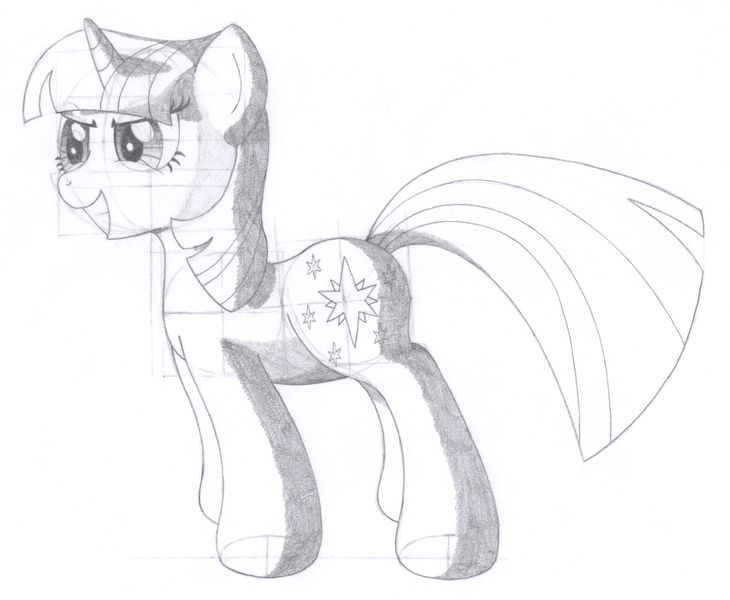 Size: 1630x1340 | Tagged: safe, artist:aafh, derpibooru import, twilight sparkle, pony, unicorn, monochrome, solo, traditional art