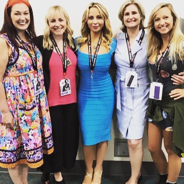 Size: 705x705 | Tagged: andrea libman, ashleigh ball, cathy weseluck, derpibooru import, female, human, irl, irl human, meta, milf, photo, safe, san diego comic con, sdcc 2017, tabitha st. germain, tara strong, twitter