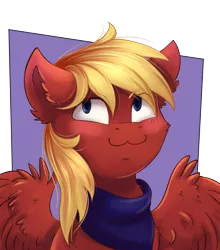 Size: 2200x2500 | Tagged: safe, artist:shiro-roo, derpibooru import, oc, oc:ruby rhythm, unofficial characters only, pegasus, pony, :3, blushing, bust, clothes, cute, portrait, scarf, solo, spread wings, wings