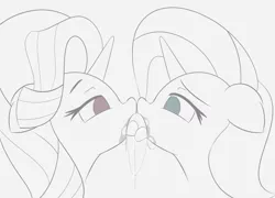 Size: 1280x921 | Tagged: suggestive, artist:n0nnny, derpibooru import, starlight glimmer, trixie, pony, unicorn, drool, drool string, female, kissing, lesbian, partial color, shipping, sloppy kissing, startrix