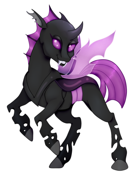 Size: 700x900 | Tagged: safe, artist:tenderlumpkins, derpibooru import, oc, oc:azira gardner, unofficial characters only, changeling, changeling oc, female, purple changeling, smiling, solo