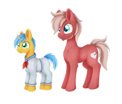 Size: 1024x873 | Tagged: safe, artist:dusthiel, derpibooru import, oc, oc:cold hooves, oc:zephoryn, unofficial characters only, earth pony, pony, unicorn, clothes, colt, male, sailor uniform, simple background, stallion, transparent background