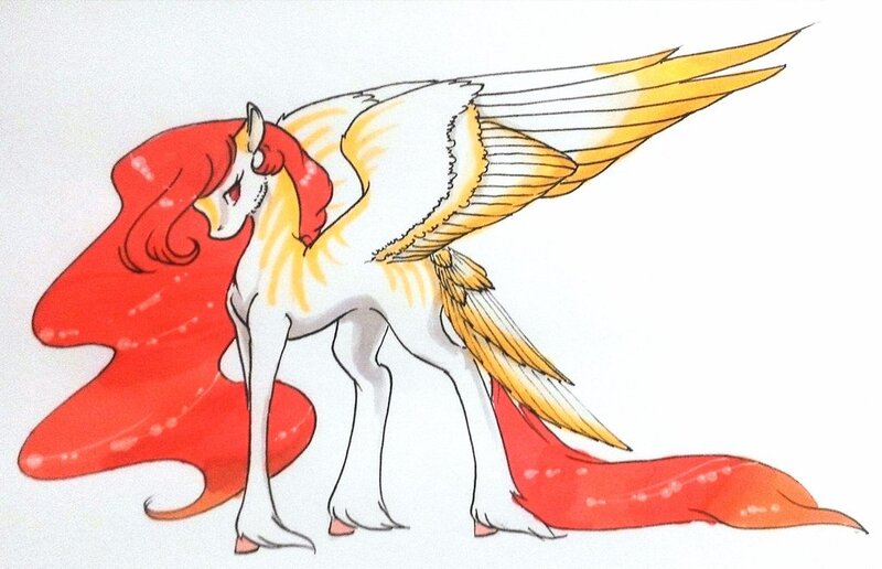 Size: 1024x660 | Tagged: safe, artist:oneiria-fylakas, derpibooru import, oc, unofficial characters only, pegasus, pony, female, mare, solo, tail feathers, traditional art, unshorn fetlocks