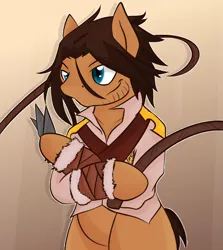 Size: 526x589 | Tagged: safe, artist:wulfanite, derpibooru import, ponified, pony, beard, bipedal, castlevania, clothes, dagger, facial hair, shirt, smiling, smirk, straps, trevor belmont, vampire hunter, weapon, whip