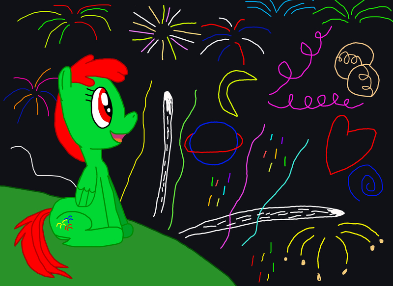 Size: 3234x2358 | Tagged: safe, artist:sb1991, derpibooru import, oc, oc:fire sparks, unofficial characters only, pony, 4th of july, american independence day, challenge, equestria amino, female, fireworks, holiday, independence day, mare, night, sitting, solo, united states