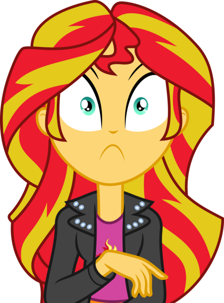 Size: 3000x4049 | Tagged: safe, artist:ambassad0r, artist:millennial dan, derpibooru import, sunset shimmer, equestria girls, absurd resolution, clothes, female, jacket, shirt, simple background, solo, surprised, transparent background, vector