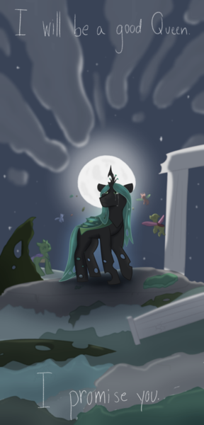 Size: 619x1290 | Tagged: safe, artist:ruthawesome19, derpibooru import, queen chrysalis, changedling, changeling, comic, crying