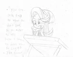Size: 3240x2538 | Tagged: safe, artist:iampancakes, derpibooru import, starlight glimmer, equestria girls, mirror magic, spoiler:eqg specials, beanie, clothes, drawing, drawing tablet, hat, jim carrey, sketch, solo, tongue out, traditional art