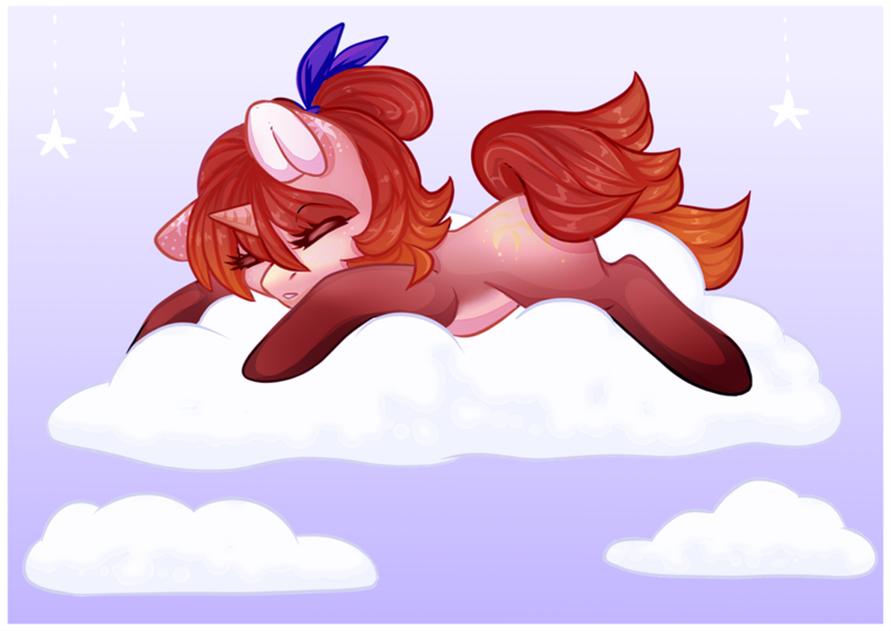 Size: 900x638 | Tagged: safe, artist:cabbage-arts, derpibooru import, oc, oc:dreamy sparks, unofficial characters only, pony, cloud, sleeping, solo