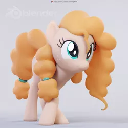 Size: 4096x4096 | Tagged: safe, artist:therealdjthed, derpibooru import, pear butter, earth pony, pony, the perfect pear, 3d, 3d model, absurd resolution, blender, crossed hooves, curtsey, cute, cycles, cycles render, female, mare, model:djthed, patreon, patreon logo, pearabetes, simple background