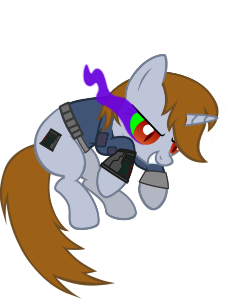 Size: 3826x5000 | Tagged: safe, artist:aborrozakale, derpibooru import, oc, oc:littlepip, unofficial characters only, pony, unicorn, fallout equestria, corrupted, dark magic, fallout, female, high res, magic, mare, possessed, simple background, solo, sombra eyes, transparent background, vault suit, vector