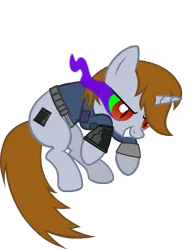 Size: 3826x5000 | Tagged: safe, artist:aborrozakale, derpibooru import, oc, oc:littlepip, unofficial characters only, pony, unicorn, fallout equestria, corrupted, dark magic, fallout, female, high res, magic, mare, possessed, simple background, solo, sombra eyes, transparent background, vault suit, vector