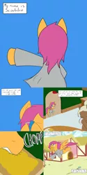 Size: 1600x3200 | Tagged: safe, artist:jake heritagu, derpibooru import, scootaloo, oc, oc:sandy hooves, pony, comic:ask motherly scootaloo, buttered toast, comic, hairpin, motherly scootaloo, mug, plate, scootaloo can fly, sweatshirt, table