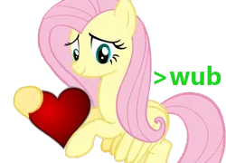 Size: 404x291 | Tagged: artist needed, safe, derpibooru import, fluttershy, pegasus, pony, female, flying, greentext, heart, mare, text, wub