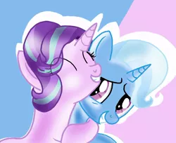 Size: 900x735 | Tagged: safe, artist:doraemonfan4life, derpibooru import, starlight glimmer, trixie, pony, female, lesbian, shipping, startrix