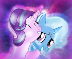 Size: 900x735 | Tagged: safe, artist:conniethecasanova, artist:doraemonfan4life, derpibooru import, edit, starlight glimmer, trixie, pony, base used, female, lesbian, shipping, startrix