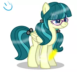 Size: 592x556 | Tagged: safe, artist:beanbases, artist:catface20, derpibooru import, juniper montage, ponified, pegasus, pony, equestria girls, spoiler:eqg specials, base used, cute, equestria girls ponified, glasses, simple background, smiling, solo, white background