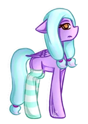Size: 1024x1431 | Tagged: safe, artist:ladyunilove, derpibooru import, oc, oc:lavender whisp, unofficial characters only, pegasus, pony, clothes, female, floppy ears, frown, looking at you, mare, no pupils, simple background, socks, solo, striped socks, transparent background