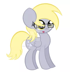 Size: 1024x1060 | Tagged: safe, artist:askshalua, derpibooru import, derpy hooves, pegasus, pony, :o, cute, derpabetes, female, glasses, mare, nerdy, open mouth, simple background, solo, watermark, white background