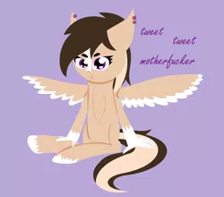 Size: 1889x1661 | Tagged: artist:deerbutt, behaving like a bird, birds doing bird things, blaze (coat marking), derpibooru import, female, gift art, hippogriff, mare, oc, oc:beardie, oc:buttercream scotch, safe, simple background, sitting, swearing, unofficial characters only, vulgar