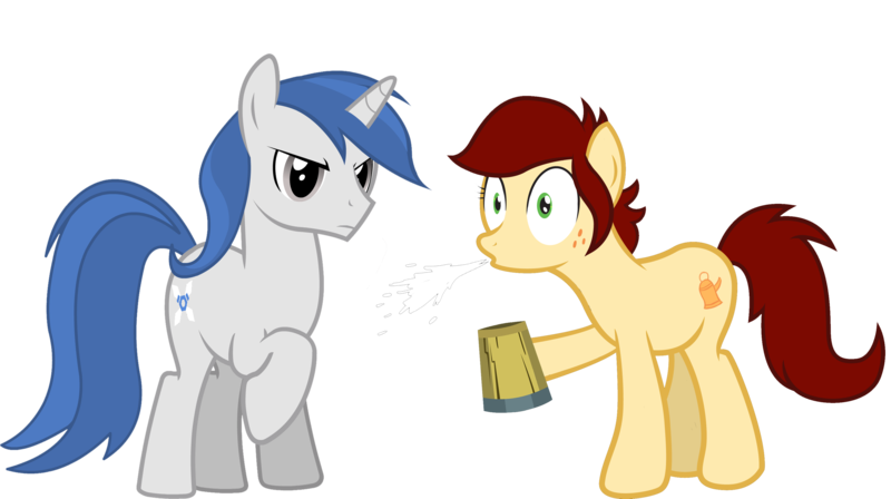 Size: 3307x1851 | Tagged: safe, derpibooru import, oc, oc:alex diamond, oc:canni soda, unofficial characters only, earth pony, pony, unicorn, female, male, mare, simple background, spit take, stallion, transparent background