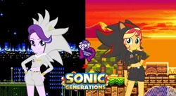 Size: 2193x1200 | Tagged: safe, artist:trungtranhaitrung, derpibooru import, starlight glimmer, sunset shimmer, equestria girls, clothes, cosplay, costume, crossover, namesake, pun, shadow the hedgehog, silver the hedgehog, sonic generations, sonic the hedgehog (series), star light zone, sunset hill zone