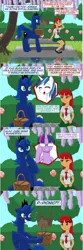 Size: 1288x3884 | Tagged: artist:redanon, blushing, comic, derpibooru import, dusk shine, female, femanon in malequestria, garden, gleaming shield, human, human female, innuendo, oc, oc:femanon, outdoors, picnic, prince artemis, princess luna, red eyes, rule 63, safe, shining armor, twilight sparkle