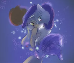 Size: 2389x2047 | Tagged: safe, artist:yajima, derpibooru import, applejack, rarity, pony, seapony (g4), my little pony: the movie, female, lesbian, rarijack, seaponified, seapony applejack, seapony rarity, shipping, species swap, underwater