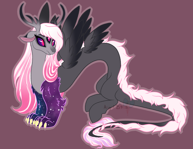 Size: 1936x1491 | Tagged: artist:angei-bites, derpibooru import, draconequus, female, hybrid, interspecies offspring, looking at you, multiple wings, oc, oc:solasta, offspring, parent:discord, parents:discolight, parent:twilight sparkle, safe, solo, three eyes, unofficial characters only