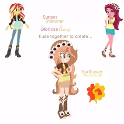 Size: 1000x1000 | Tagged: safe, artist:doraemonfan4life, derpibooru import, gloriosa daisy, sunset shimmer, equestria girls, four arms, fusion, multiple arms