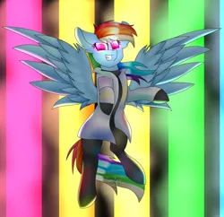 Size: 3653x3533 | Tagged: safe, artist:tomboygirl45, derpibooru import, rainbow dash, pony, fanfic:rainbow factory, clothes, high res, lab coat, rainbow factory dash, solo