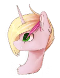 Size: 1042x1360 | Tagged: safe, artist:kilamuri, derpibooru import, oc, unofficial characters only, pony, unicorn, bust, ear piercing, earring, jewelry, piercing, portrait, solo