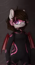 Size: 1020x1888 | Tagged: artist:kilamuri, bat wings, clothes, derpibooru import, oc, oc:bunny tyan, safe, semi-anthro, solo, suit, unofficial characters only