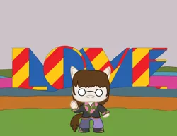 Size: 600x464 | Tagged: safe, artist:shinzakura, derpibooru import, oc, oc:dj martinez, unofficial characters only, pony, all-american girl, bipedal, clothes, cosplay, costume, john lennon, love, minimalist, modern art, story included, the beatles